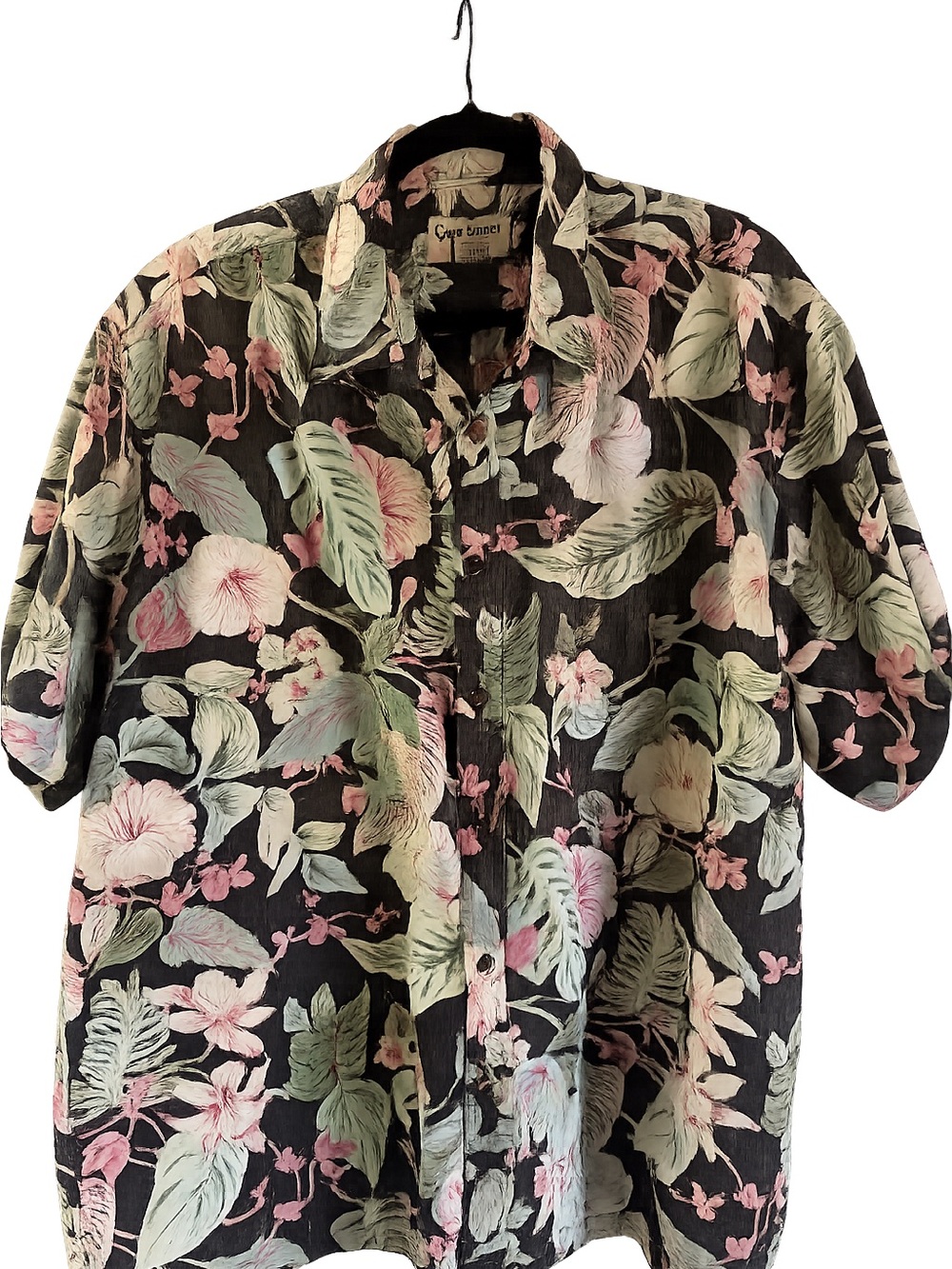 Cooke Street Men's Hawaiian Black Floral Short-Sleeve Button-Up Shirt, 2XL